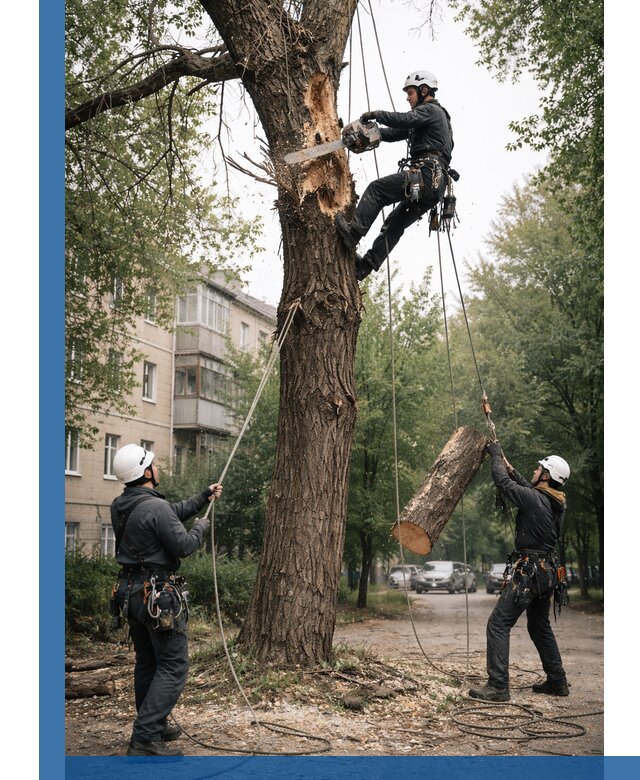 Срочное удаление аварийных деревьев в Азнакаеве с гарантией безопасности