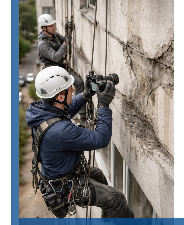 Фотофиксация дефектов фасада с высотной съемкой в Азнакаеве
