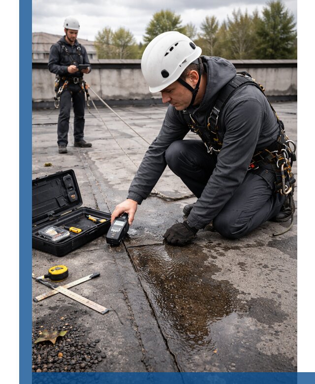 Обследование кровли на протечки и выявление дефектов в Азнакаеве