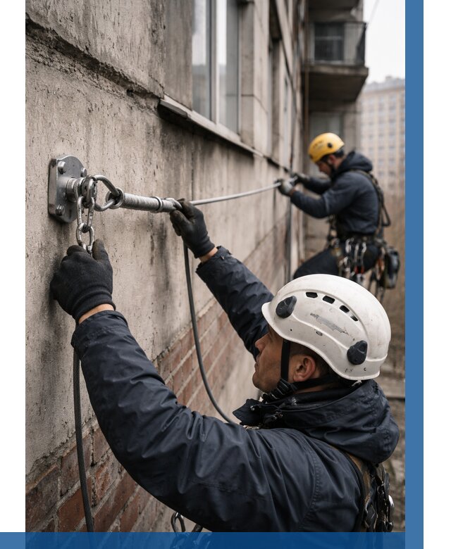 Монтаж анкерных линий в Азнакаеве от 3079 р. | ВЫСОТНИК-Знк