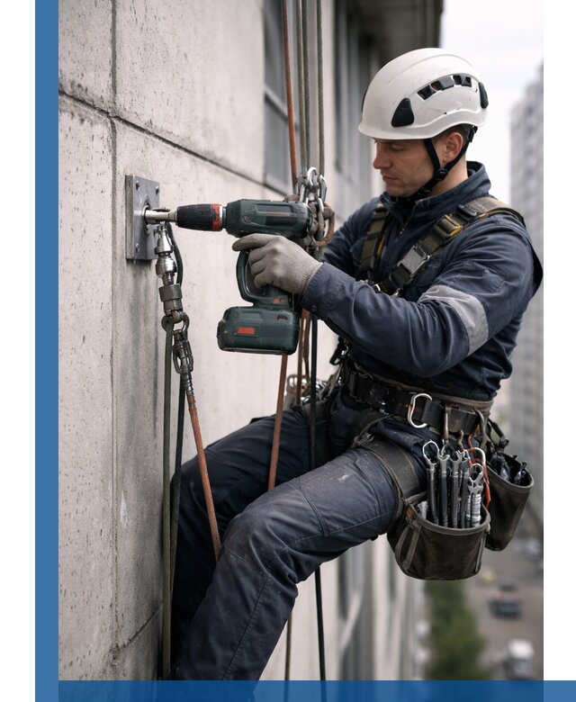 Установка анкерных точек для высотных работ в Азнакаеве