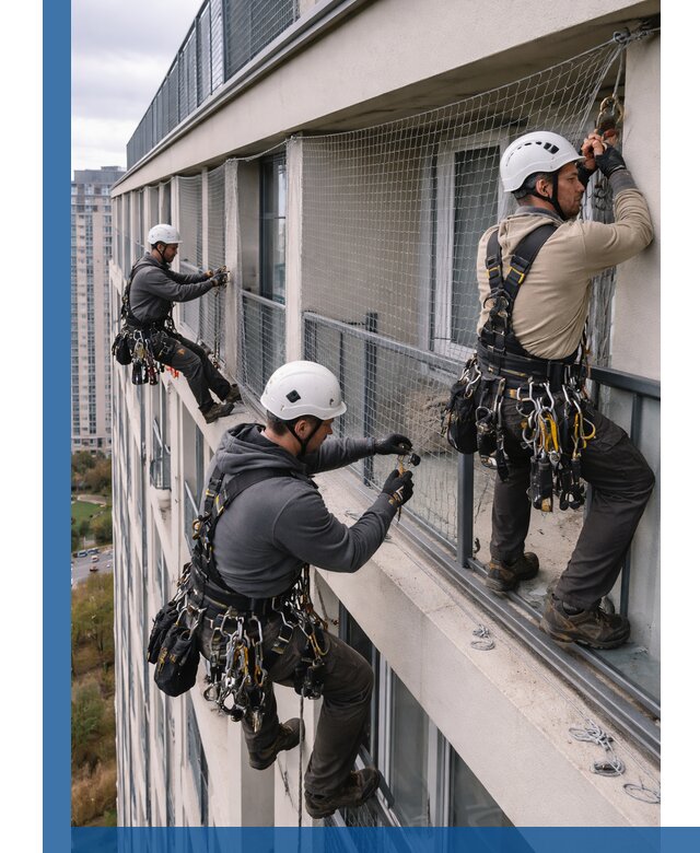 Профессиональный монтаж защитной сетки от птиц в Азнакаеве